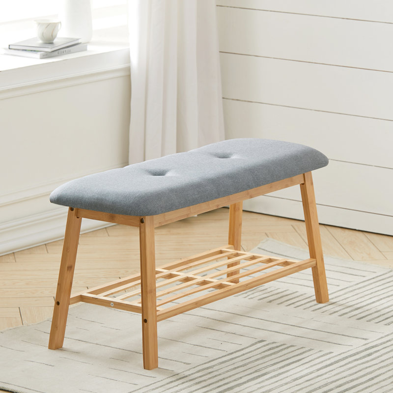 Linen Upholstered Storage Bench