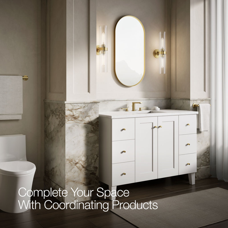 Essential Decorative Bathroom / Vanity Mirror, Moderne Brushed Gold, 36" x 18"