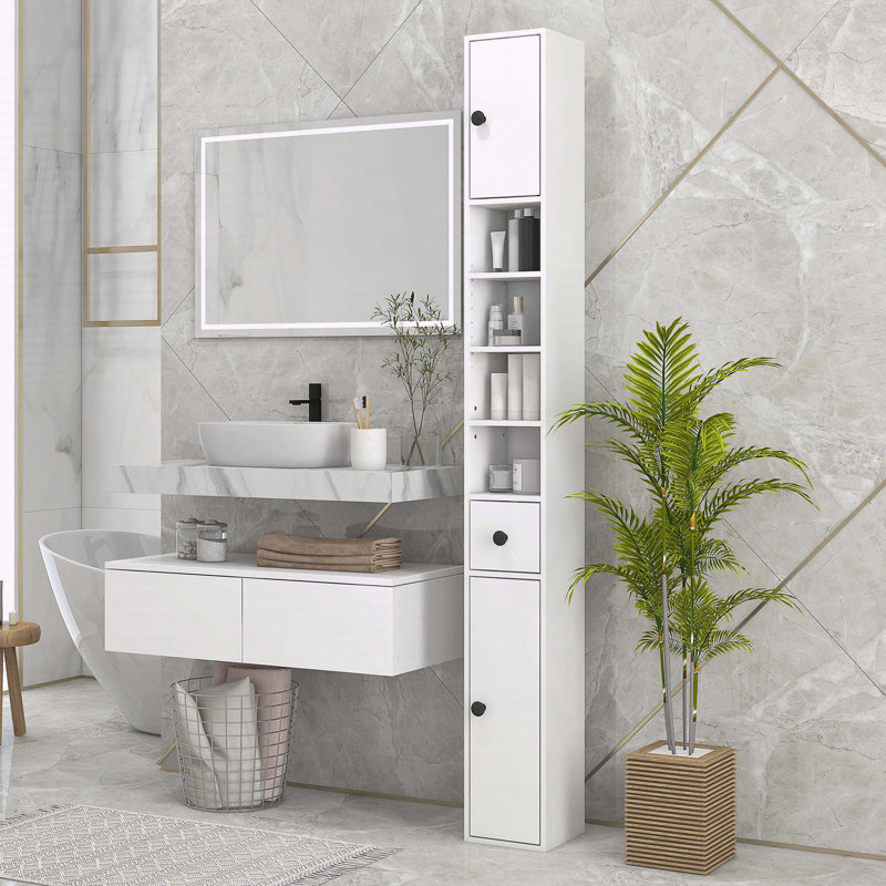 Armoire de rangement haute avec tablettes ouvertes