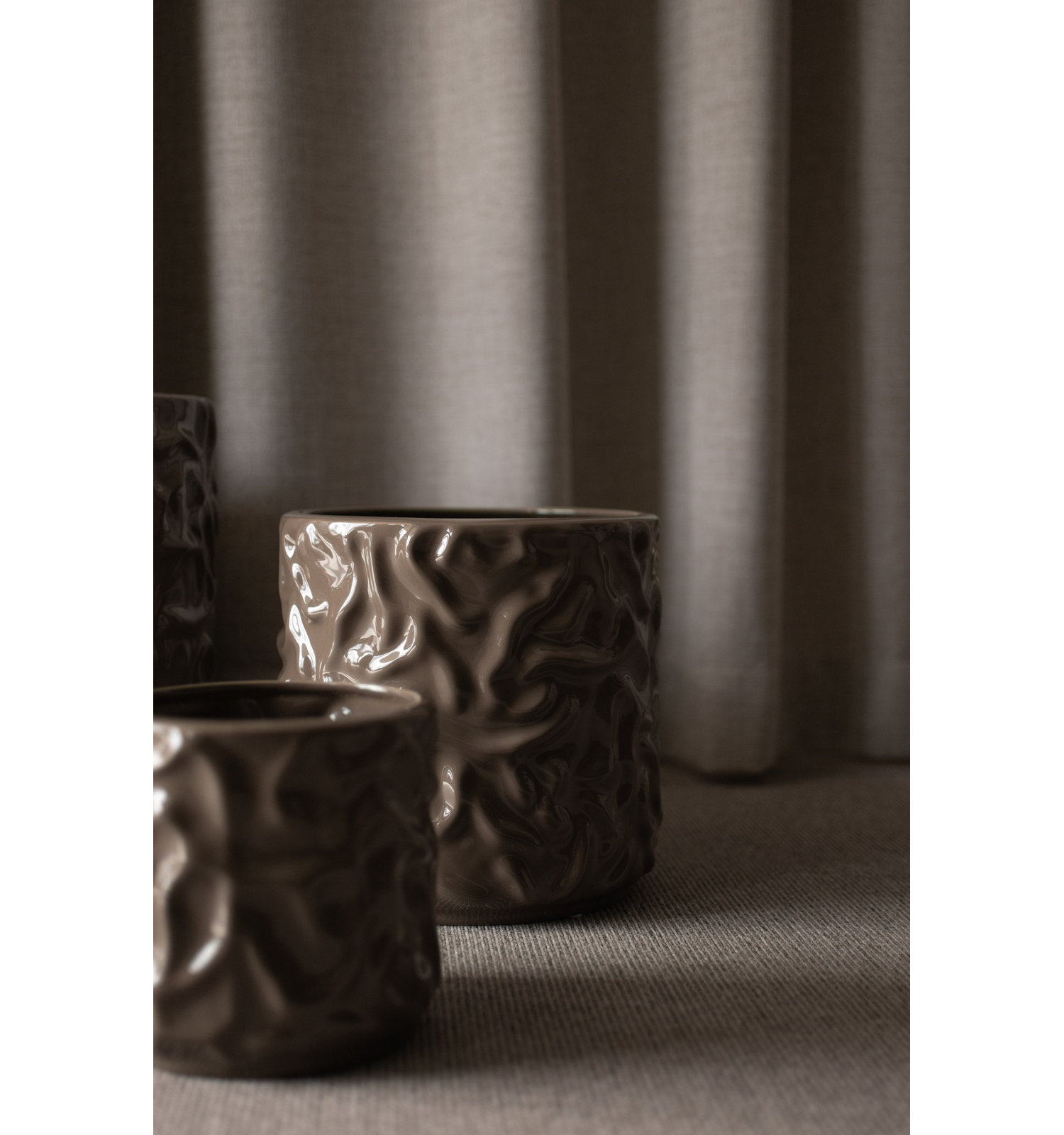 Ceramic Table Vase, 6.3" H x 4.75" W x 4.75" D, Greige