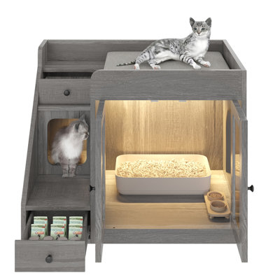Enceinte de litière pour chat avec lumière