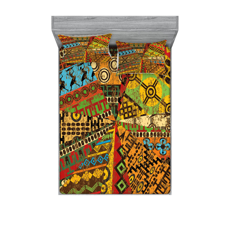 Multicolore ensemble de draps et taies décoratifs Ambesonne, Ensemble de draps pour très grand lit californien
