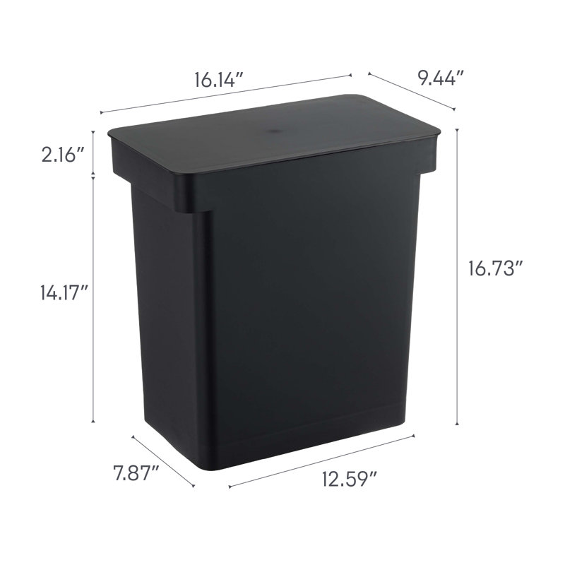 Black Plastic Airtight Rolling Kitchen Trash Can