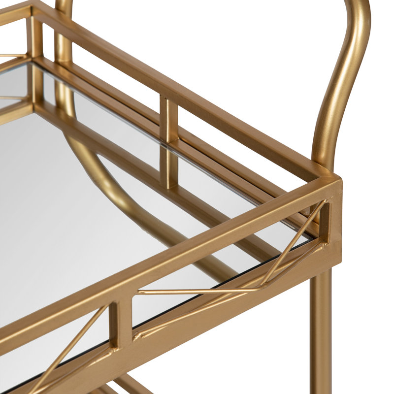 Aloria Metal Bar Cart, Matte Gold