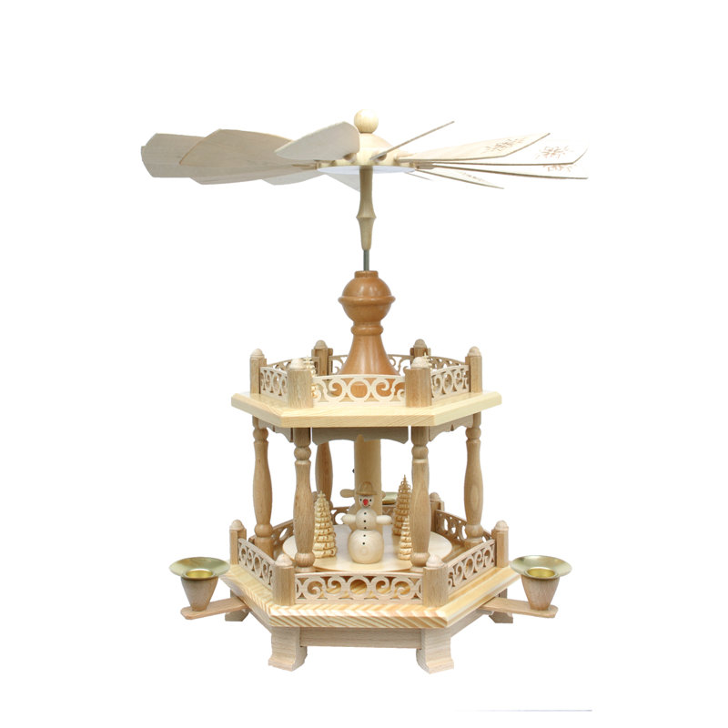  Décoration de table bonhomme de neige pyramide en bois naturel