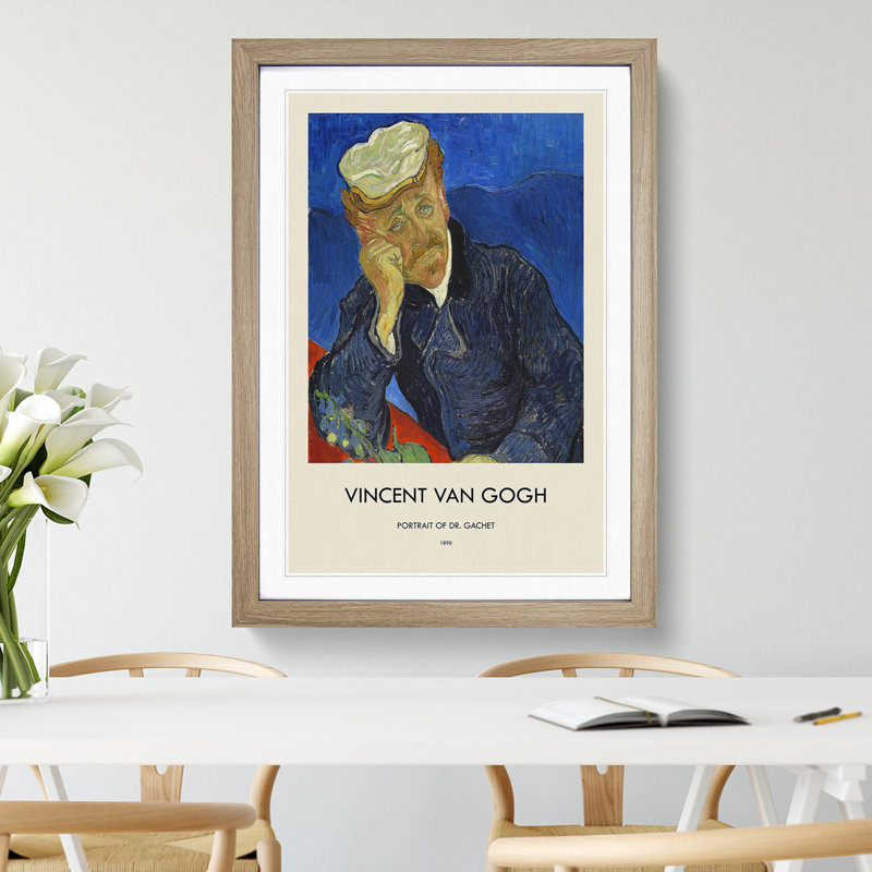 Dr Paul Gachet by Vincent Van Gogh - Single Picture Frame Print, Oak Framed, 65cm H x 48cm W x 2cm D