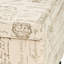 Rangement thématique - Tissu de lin beige, structure de bois teintée pour le salon, banc de fusion français moderne et traditionnel