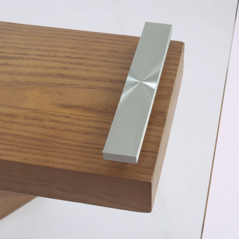 Glass Top Solid Wood Base Dining Table