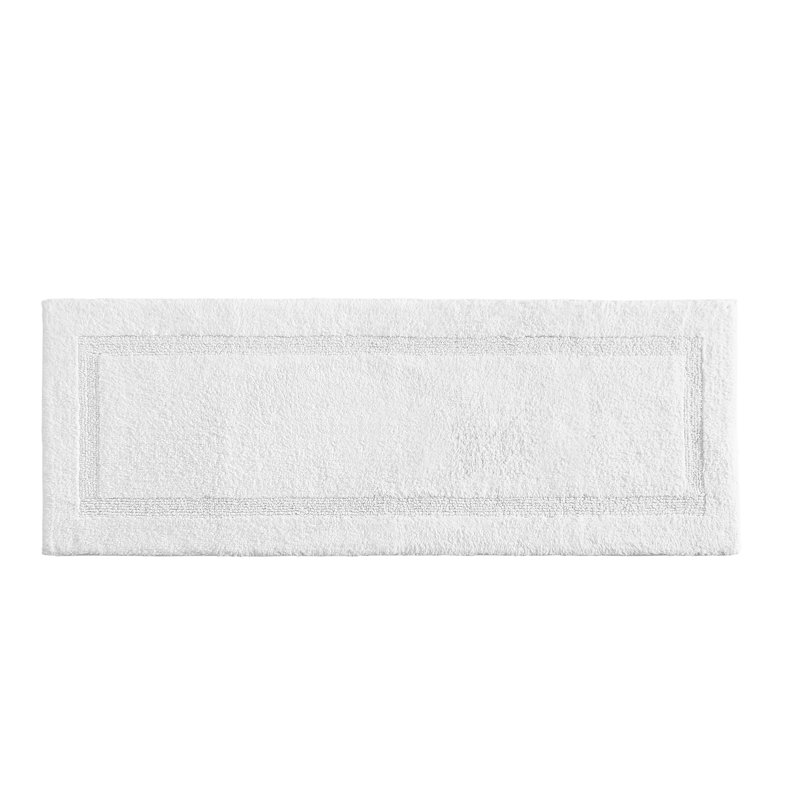 Nautica Peniston Solid Cotton Bath Rug Runner, White, 60"L x 22"W 