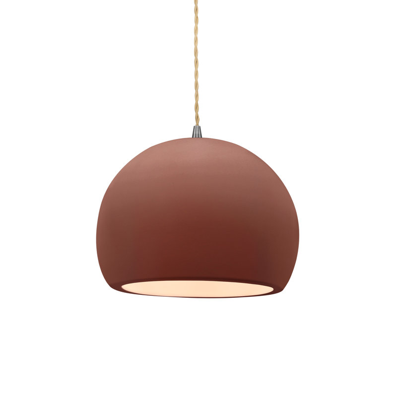 Luminaire suspendu à 1 lumière Aschwin, H 6 po x l 7 po x P 7 po, Argile du Canyon, Nickel brossé
