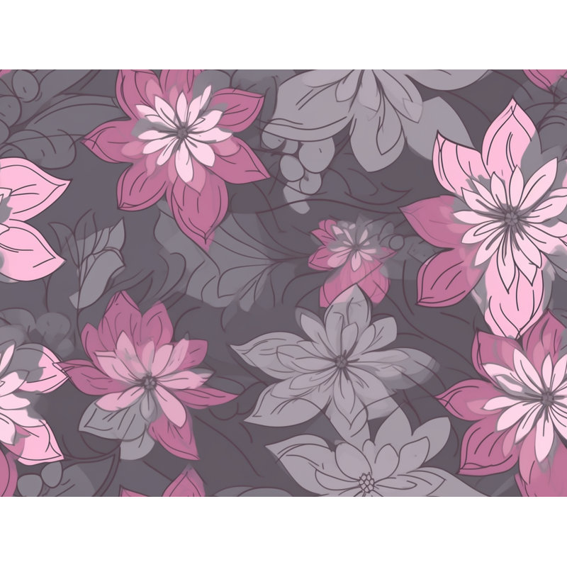Motif floral de rideaux de fenêtre gris - 6043, L 40 po x L 82 po