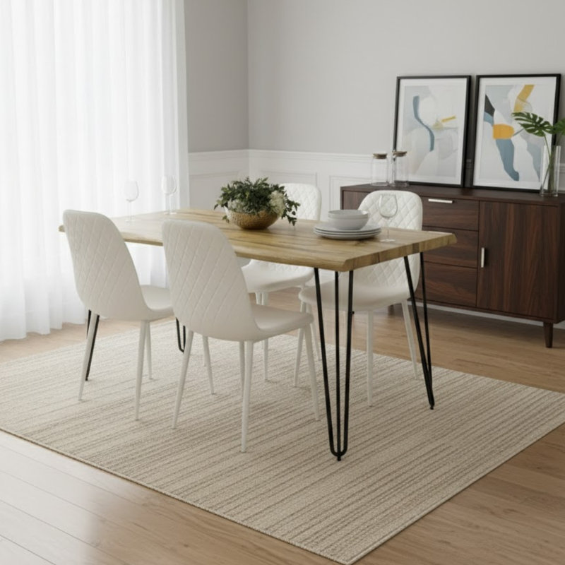 4 - Person Dining Set, White, 75cm H x 117cm W x 77cm D