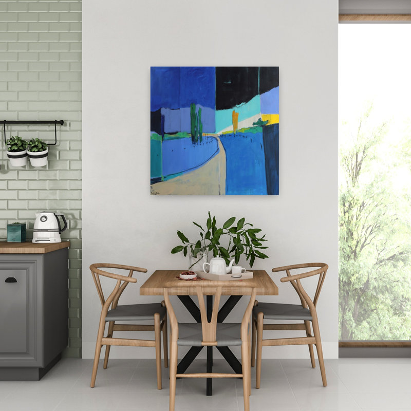 Paysage d'art abstrait contemporain, H 32 po x l 32 po