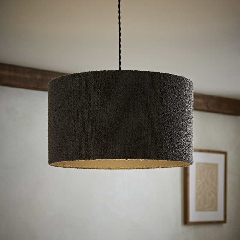 20cm H Cotton Drum Pendant Shade ( Screw On ), Dark Grey, 25cm H x 45cm W x 45cm D