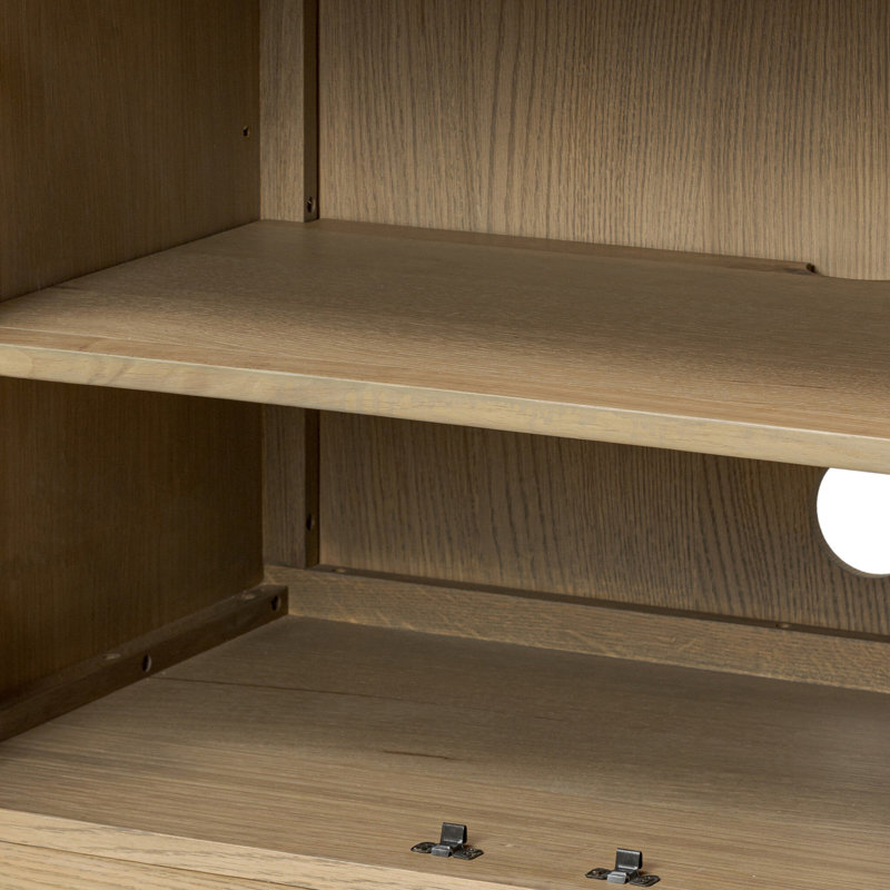 Alessio Media Console-Aged Natural Oak, Aged Natural Oak