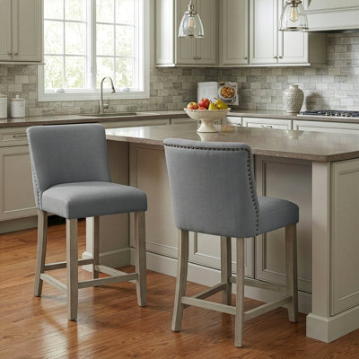 Carlo Upholstered Counter Stool with Solid Wood Frame