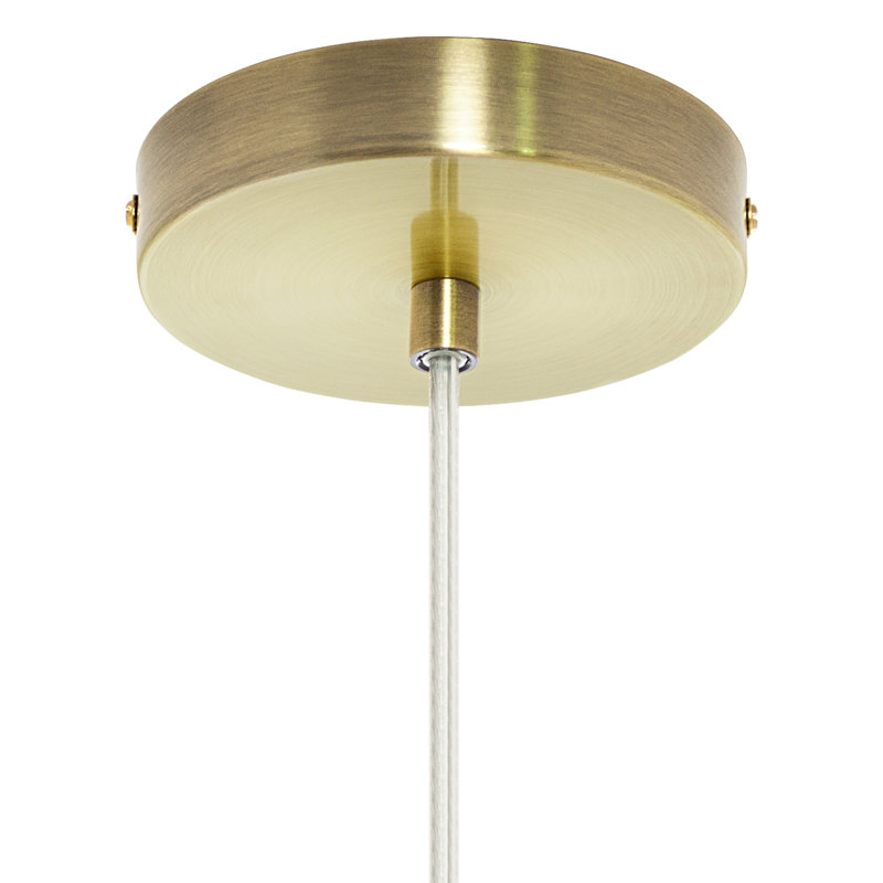 14"H Brushed Gold-Color Metal Pendant Light with Bamboo Shade
