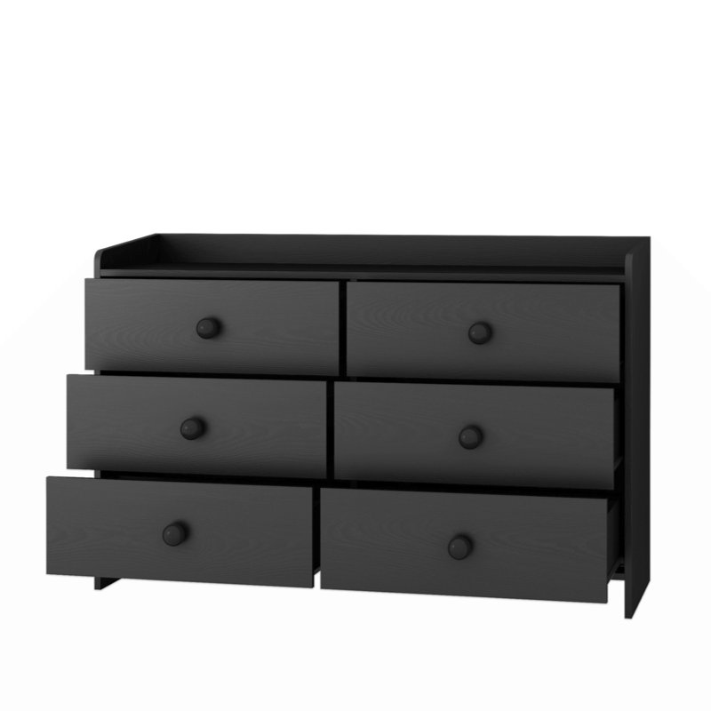 Commode noire à tiroirs, commode à 6 tiroirs avec rangement large, armoire contemporaine à 6 tiroirs, commode pour le couloir du salon