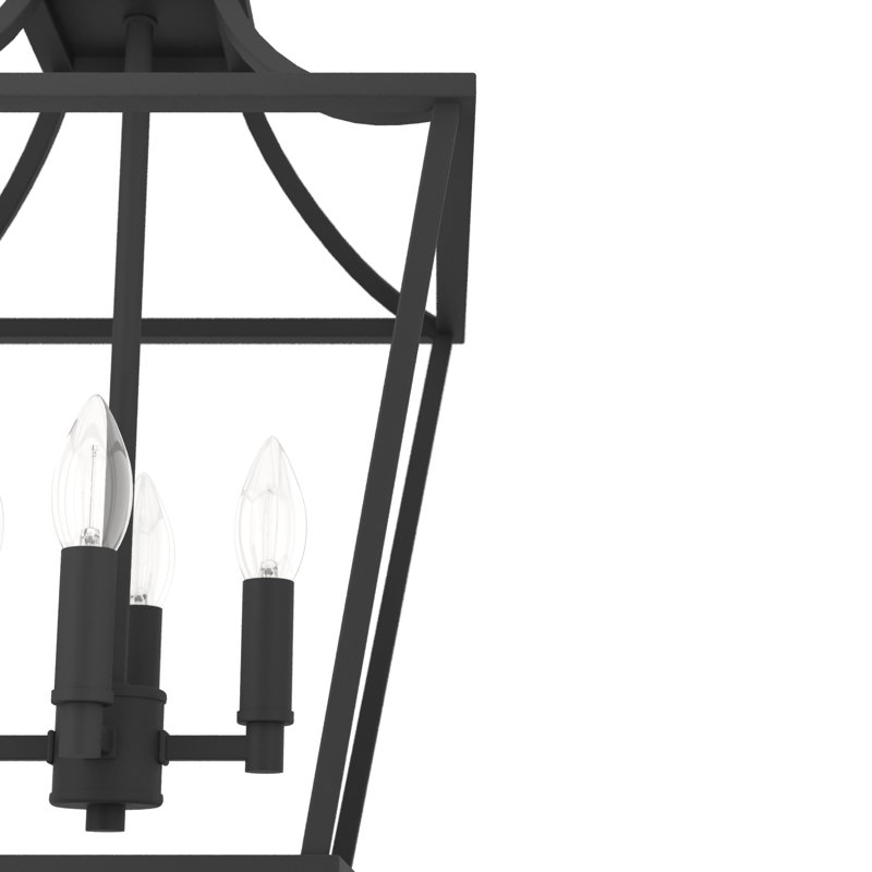 Laurel Ridge 4 - Light Lantern Geometric Chandelier, Natural Iron, 18" H x 12" W x 12" D