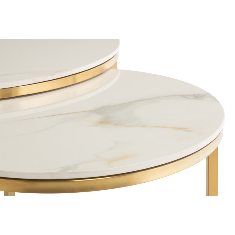 Lilibeth Open Coffee Table, White/Gold