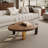 Vitaliana Retro Oval Coffee Table With Wood Grain Finish and Gold Metal Legs