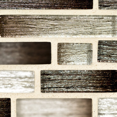 Kinzari Interlocking 12 in. x 12 in. Glossy Glass Mosaic Wall Tile, Auric