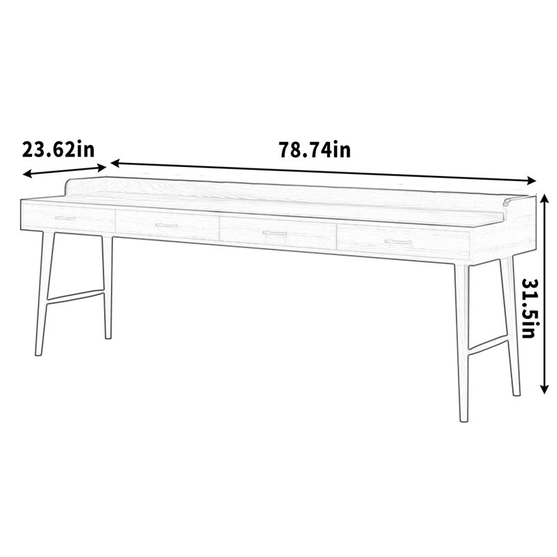 Pieds de rangement en pin massif, H 31,5 po x l 78,74 po x P 23,62 po
