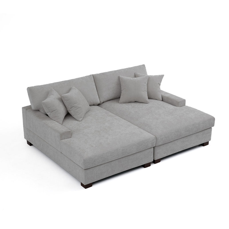 Canapé-lit rembourré en chenille, Gris chenille