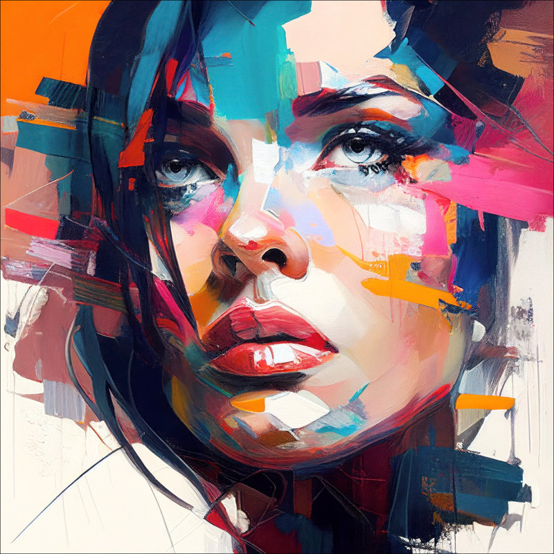 Colorful Woman Portrait II - No Frame Print on Float Glass, 30cm H x 30cm W x 1.3cm D