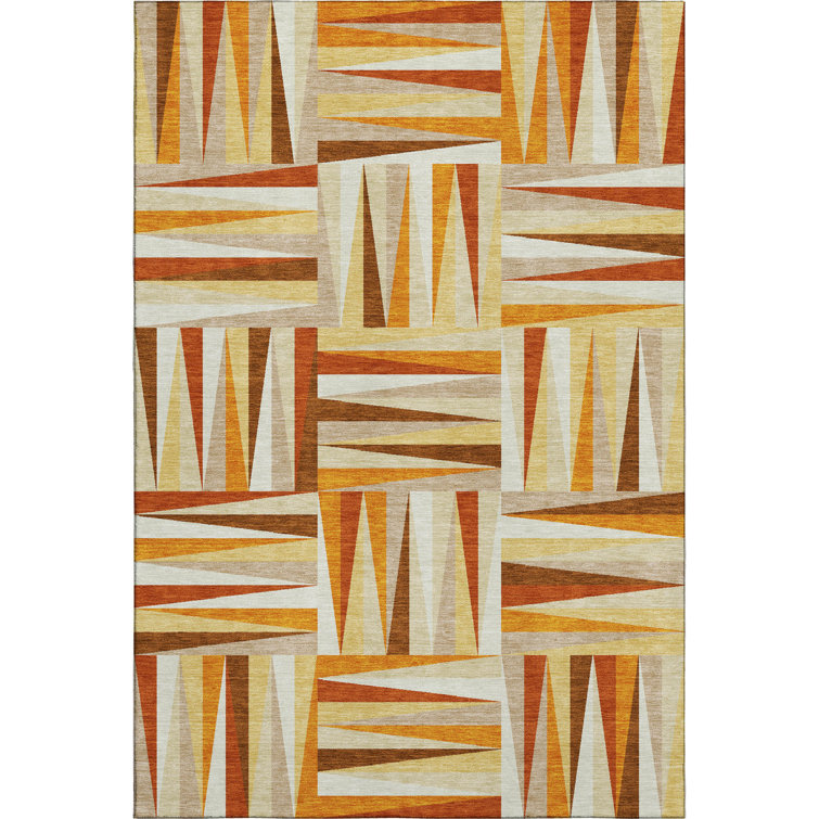 Premium Machine Washable Collett AMF1012 Squares Rug