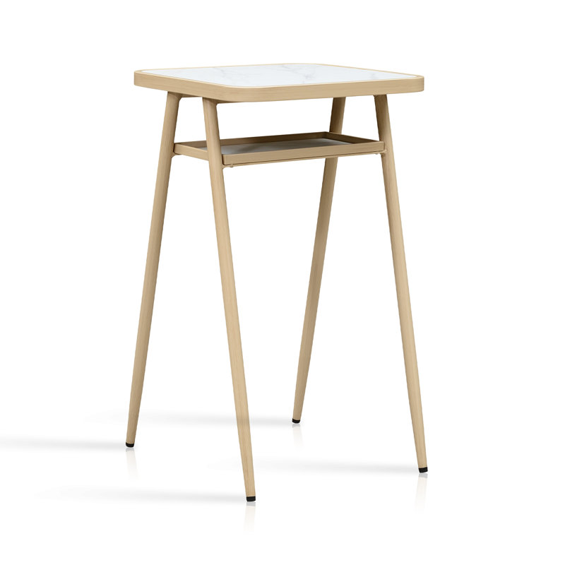 Table de bar George Oliver, Plateau blanc / base brune