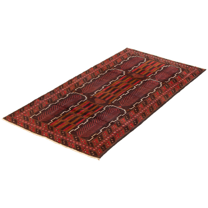 Tapis brun noué à la main 3 pi 5 po x 5 pi 11 po Teimani