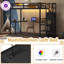 Lit mezzanine simple noir de très grande taille avec bureau en L, garde-robe, rangement pour escalier, charge USB, éclairage à DEL, escalier interchangeable gauche / droite, aucun sommier nécessaire-674626711-674626701