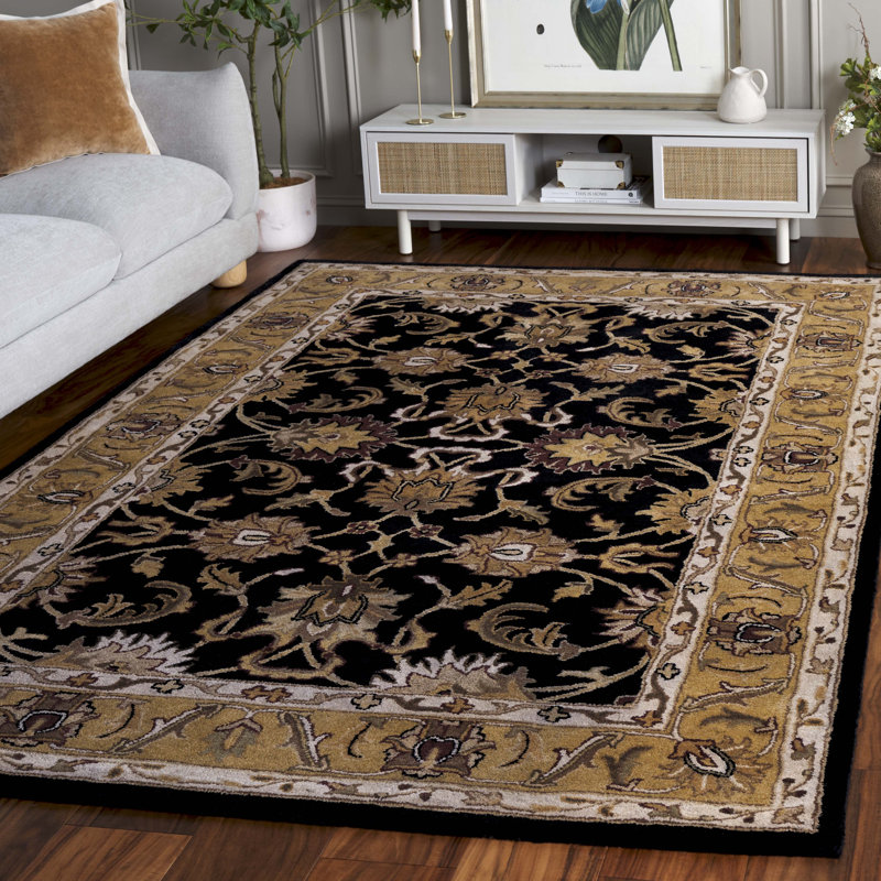 Tapis oriental multicolore en laine touffeté à la main Amabel, Rectangle 6 pi x 9 pi