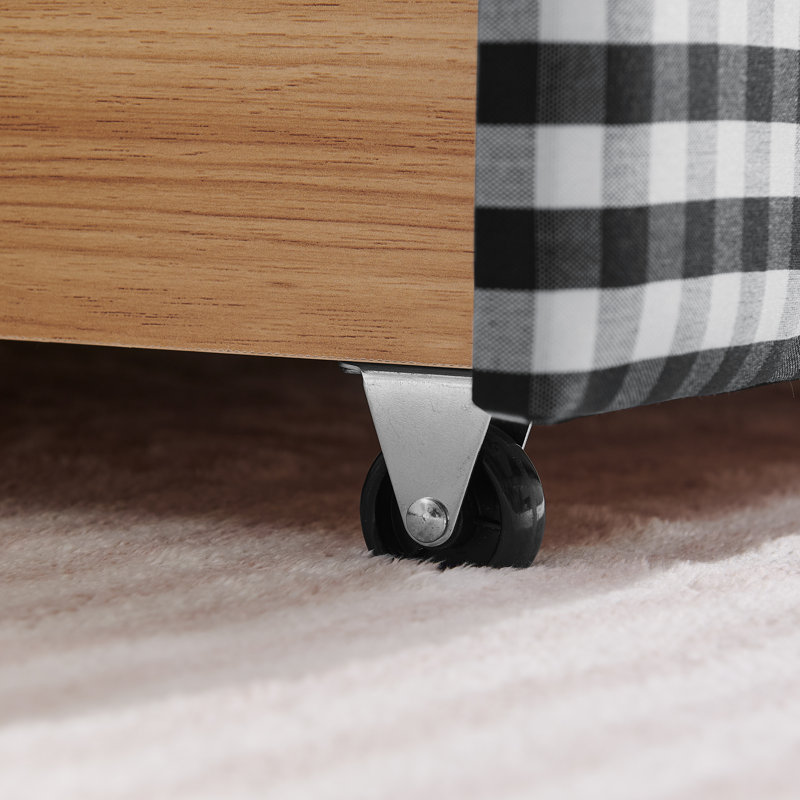 Cozy Gingham Daybed with USB Port and Adorable Wave Shaped, Drawers, Black, Queen