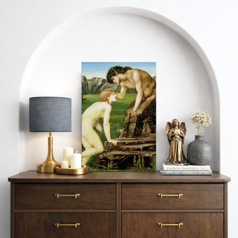 «Mythology Romantic Psyche and Eros Love», reproduction d'art numérique sur toile encadrée, H 48 po x l 32 po x P 1,5 po