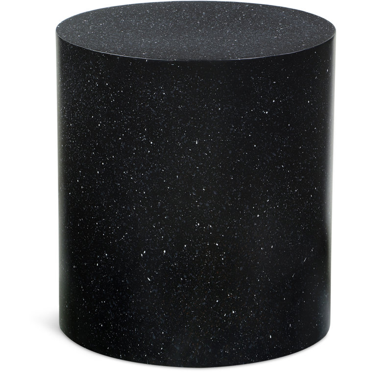 Terrazzo Iron Drum End Table, Black