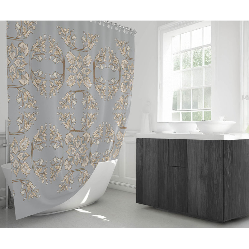 Rideau de douche Rumi, Gris / Blanc