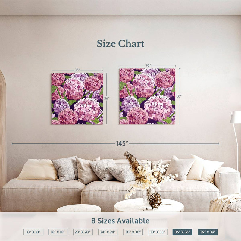 Hortensias roses et mauves Harnek, H 39 po x l 39 po