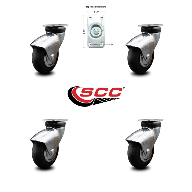 Chrome and Rubber Caster