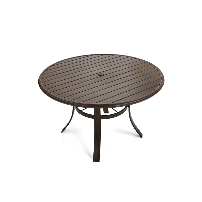 Table de salle à manger en aluminium, Brun, 28.5" H x 48" W x 48" D