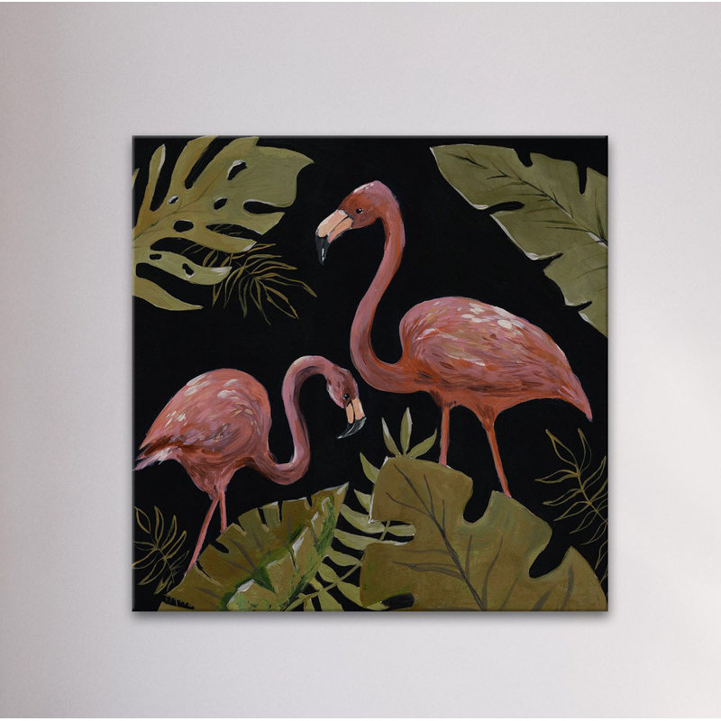 « flamant roses sweetheart i », reproduction sur toile tendue encadrée, 40 po x 40 po