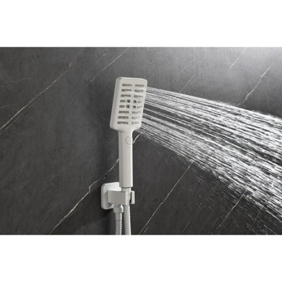 Shower System With Shower Head, Hand Shower, Slide Bar, Bodysprays, Shower Arm, Hose, Valve Trim, And Lever Handles