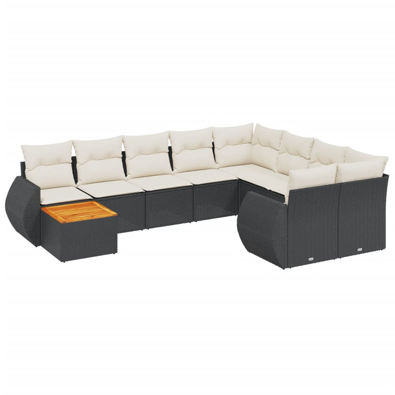 Ensemble de canapé de jardin Vidaxl, Coussin blanc crème / structure noire
