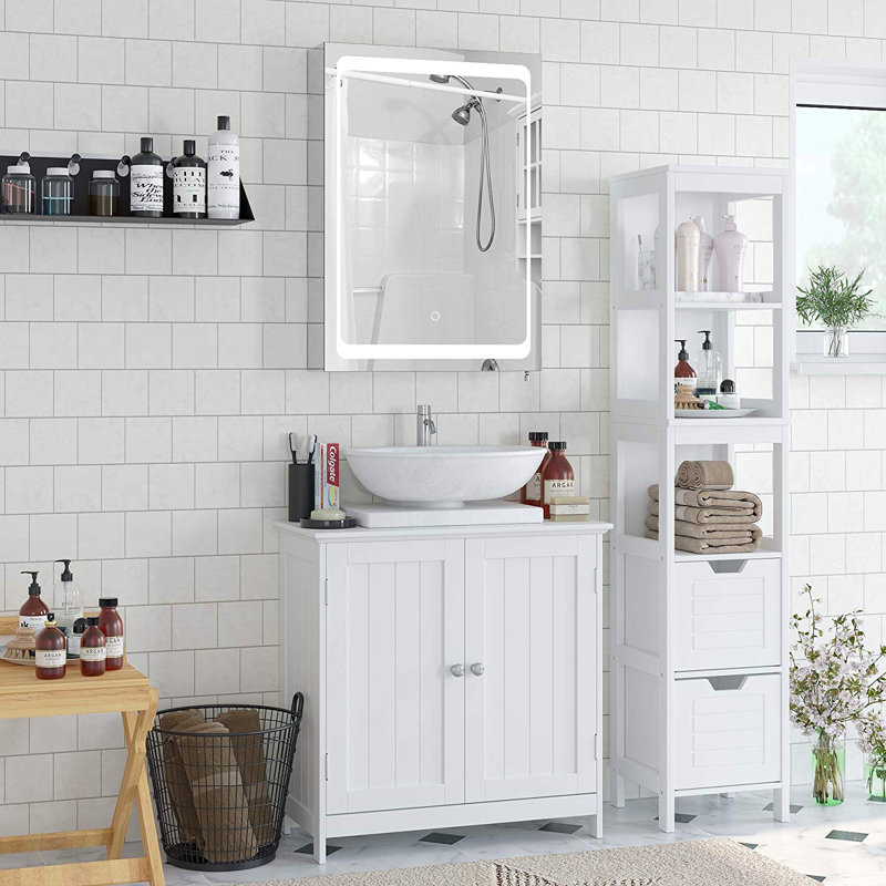 Holtz 500mm W 720mm H Surface Frameless Medicine Cabinet Mirror 2 Fixed