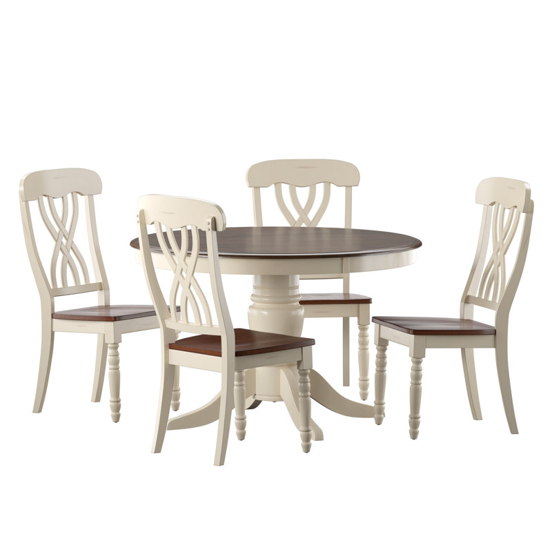 Alyssha 4 - Person Pedestal Dining Set, Antique White