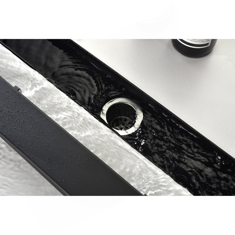 28 Inches Linear Shower Drain With Removable Cover, 304 Stainless Shower Drain  Included Hair Strainer And Leveling Feet, Flange