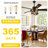 52" Black Ceiling Fan with Light Kit and Remote Control, 6-Speed DC Motor, DIY Shape Adjustable Ceiling Fan for Bedroom, Living Room