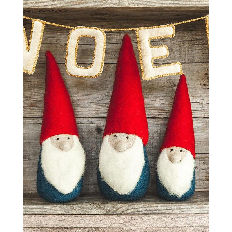 Nordic Felted Gnome, Medium: 12" H X 3.5" (diameter at base)