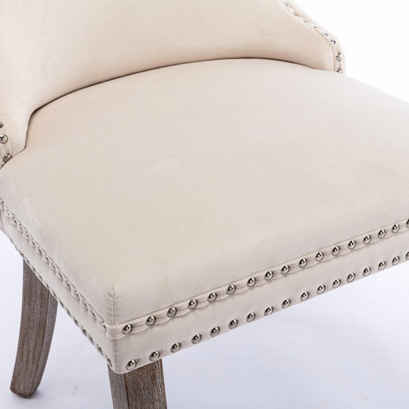 Chaise de salle à manger rembourrée, 2 pièces, beige Bois massif. Support élevé. Coussin en mousse. Chevilles réglables. 2 chaises confortables beiges Sw8809bg. Fabrication en bois. . Siège rembourré.